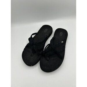 Teva Olowahu Flip Flops Women's Solid Black Strappy Size W9